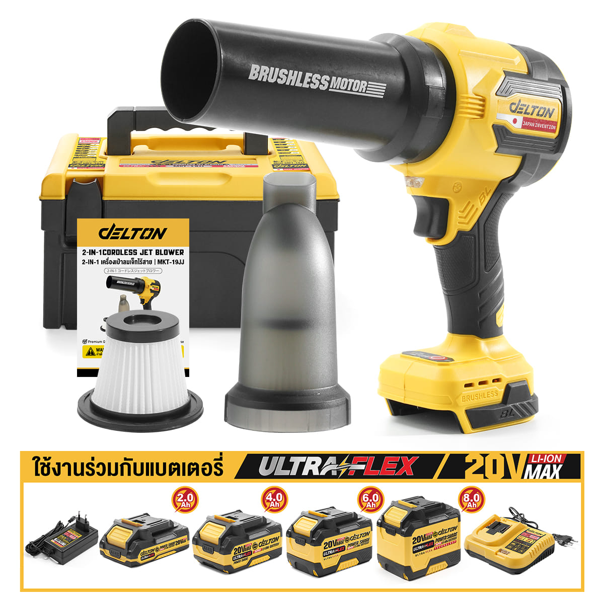 เครื่องเป่าลมไร้สาย (เฉพาะเครื่องเปล่า) DELTON รุ่น MKT-19JJ 20V_9